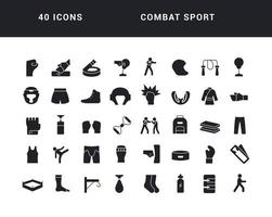 Set of simple icons of Combat Sport