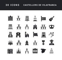 conjunto de iconos simples de castellers de vilafranca vector