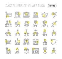 conjunto de iconos lineales de castellers de vilafranca vector