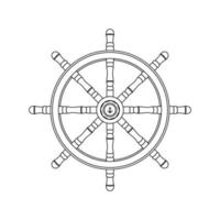 Ship Steering Wheel Outline Icon Illustration on White Background vector