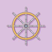 Ship Steering Wheel Vector Icon Illustration. Boat Helm Vector. Flat Cartoon Style Suitable for Web Landing Page, Banner, Flyer, Sticker, Wallpaper, Background
