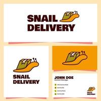 Snail Delivery Logo Design with Business Card Template vector