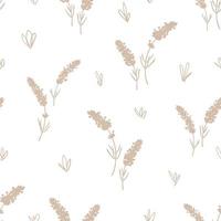 Seamless pattern with lavender silhouette. Minimalist floral background in pastel colors