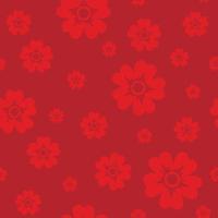 patrón transparente con flores rojas sobre fondo rojo vector