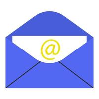 Figurative image of an email using a letter in an envelope. Flat style. Vector illustration