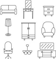 Outline furniture set vector