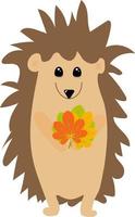 Hedgehog with autumn leaves vector