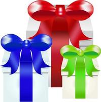 Gifts with bow and ribbons vector