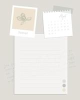 August 2022 calendar collage template for note, to-do list, reminder, checklist, chestnut stamp hand drawing. vector