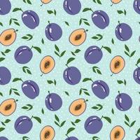 Seamless pattern with plums. Vegetarian. Vector illustration