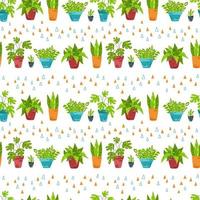 Potted flowers. Colorful seamless pattern vector