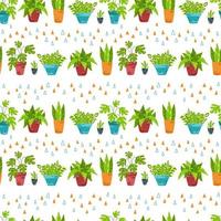 Potted flowers. Colorful seamless pattern vector