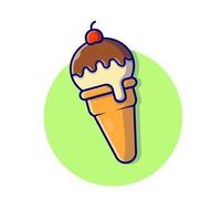 Ilustración de icono de vector de dibujos animados de cono de helado. concepto de icono de comida y bebida vector premium aislado. estilo de dibujos animados plana