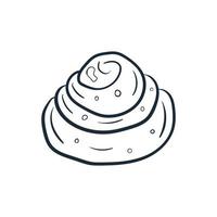 Cinnabon line art. Vector illustration with scribbles on the theme of cozy autumn. Cute element for greeting cards, posters, stickers and seasonal design.