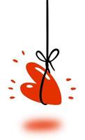 Vector color illustration in a simple style heart on a rope