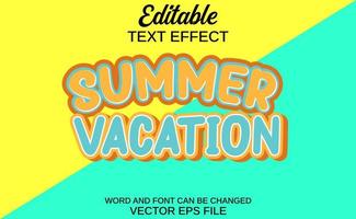 efecto de texto editable vacaciones de verano vector