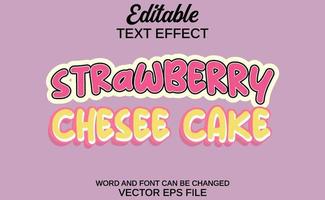 text effect strawberry chesee cake vector