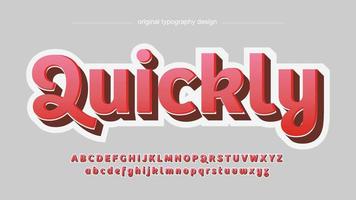 Red 3d rounded elegant typography vector