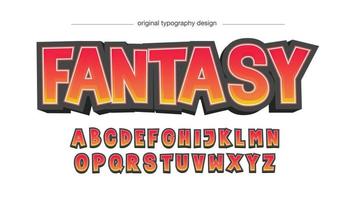 red and orange 3d cartoon typography vector