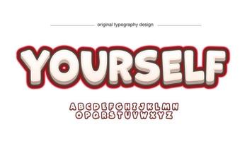 red and white 3d cartoon artistic font vector