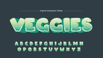 3d perspective green rounded cartoon typography vector