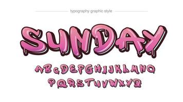 Pink dripping graffiti typography vector