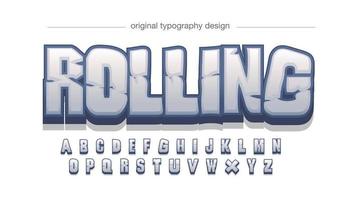 Blue and grey stone pattern cartoon typography vector