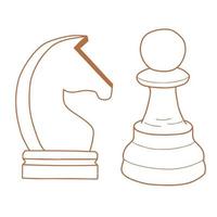 Pawn and knight hand drawn style vector illustration. Vintage object illustration