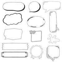 Stickers of speech bubbles vector set, hand drawn