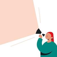 Protest man with megaphone at demonstration. Color flat vector illustration. Place for text