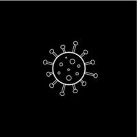 white corona virus illustration on black background vector design