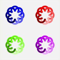 circle flower with gradation effect icon logo set vector design