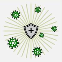 illustration of shield and virus vector design