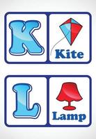 Alphabet flashcards for kids. Educational preschool learning ABC card with an element. vector