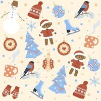 Seamless pattern on yellow background on Christmas theme vector