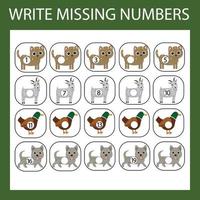 Write the missing numbers in the correct order vector