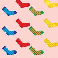 Pattern of vector colorful socks on a pink background