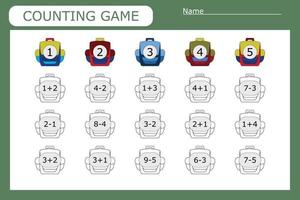 Counting Game for Preschool Children.  Count how many with backpacks vector