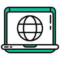 laptop and internet globe vector