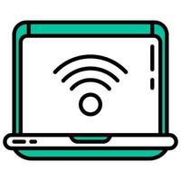 laptop and wifi signal vector