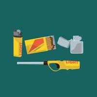 Cigarettes matches and cigar lighter card vector