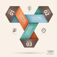 infografías de triángulos abstractos de negocios con tres opciones, rectángulos, esquinas e iconos