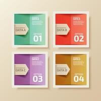 Colorful gradient squire Infographic Template for diagram, graph, presentation, and round chart. Business concept with 4 options. vector