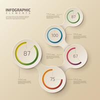 opciones de porcentaje de número infográfico circular. El diseño de la línea de tiempo con líneas se puede utilizar para el diseño del flujo de trabajo, el diagrama, la presentación y el diseño web. concepto de negocio con 5 opciones de porcentaje, pasos vector