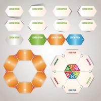 Business infographics. Infographic elements with 3, 4, 5, 6, 7, 8 steps, arrows, circles. Vector pie charts.