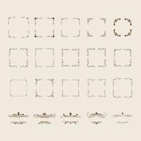 Vintage calligraphic elements. decorative victorian frames, flourish dividers, borders. beautiful swirls sink decorated with motifs and scrolls. circle, square and rectangular frames for cards