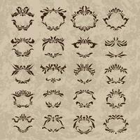 set of vintage frames with beautiful filigree and flourish, decorative borders, vector illustration