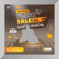 Social media post shoes flash sale or banner layout flyer template post vector