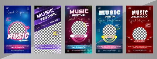 paquete de publicación de redes sociales festival de música de dj en vivo para banner de redes sociales vector