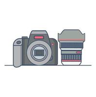 Retro camera  flat line design vector